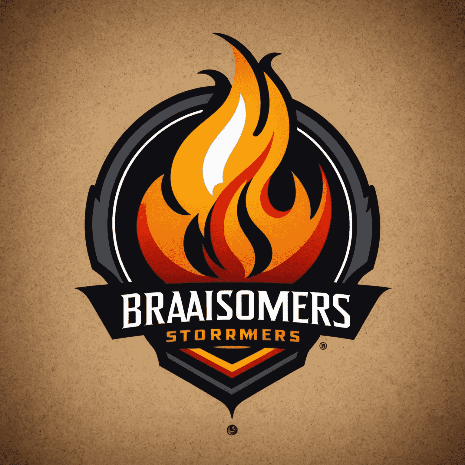 BraaiStormers logo - A stylized flame icon with the company name in bold letters